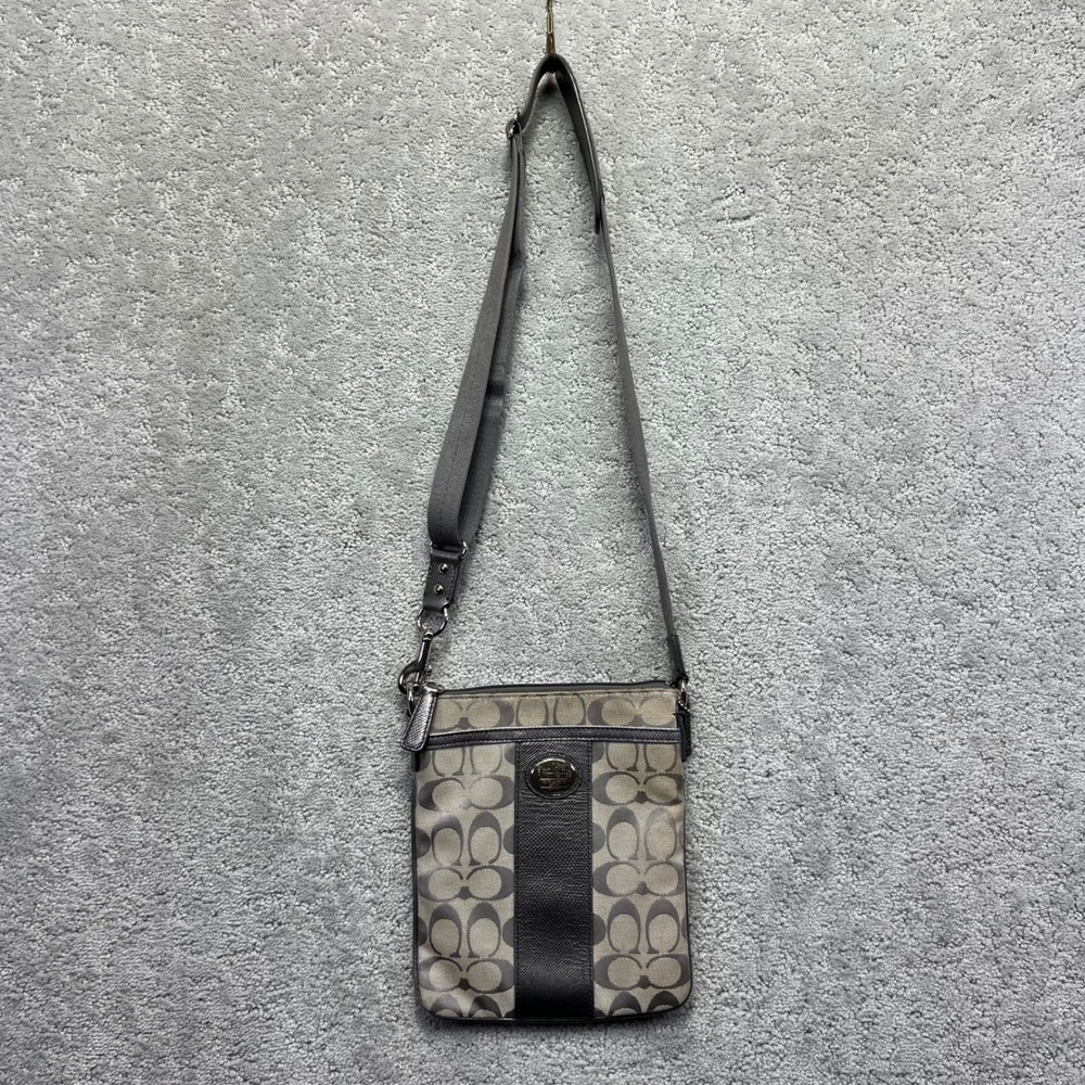 Coach Sutton Signature Crossbody‎ Bag Grey Slim Swingpack Jacquard 43976